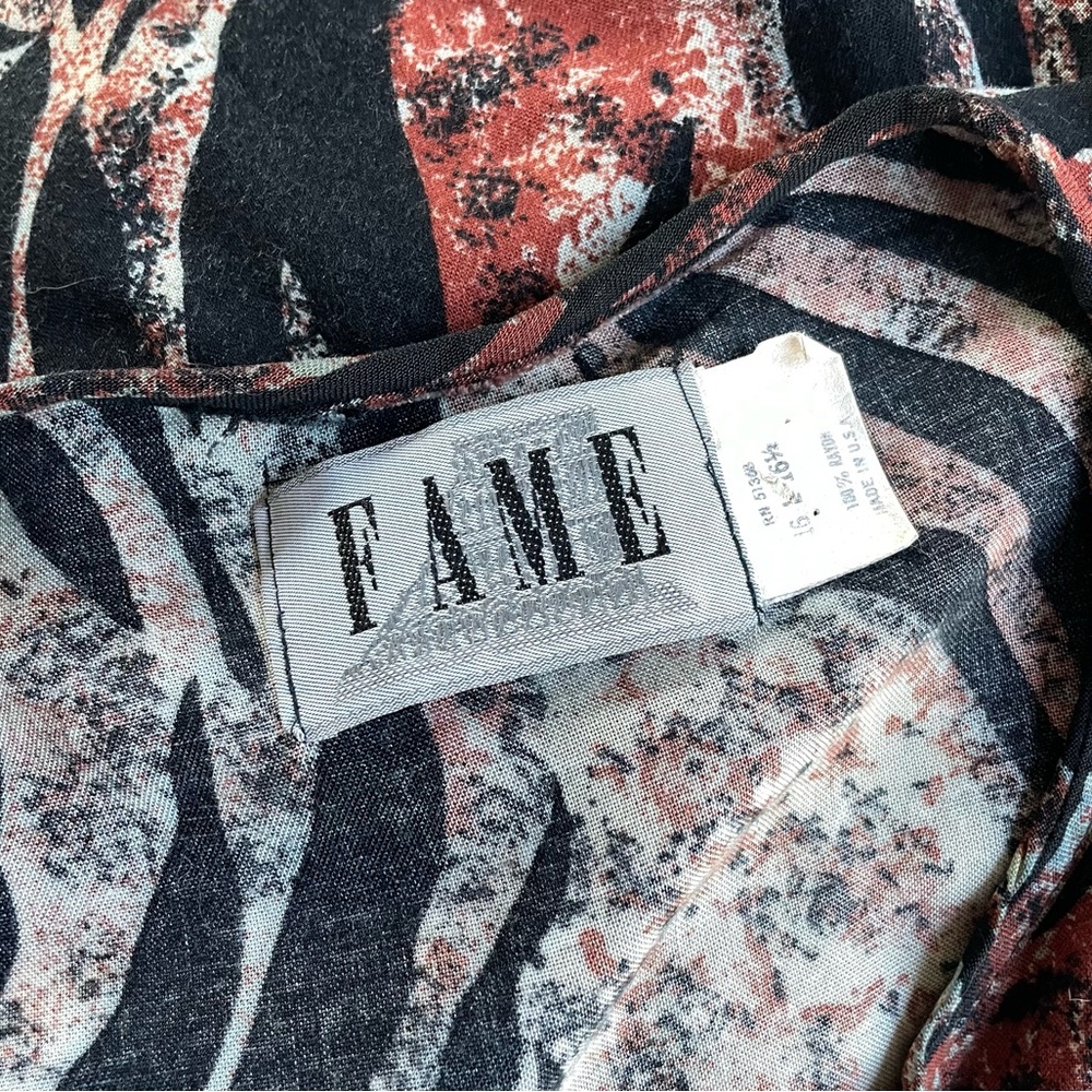 Vintage Abstract Zebra Print Button Front Kaftan Blouse Beach Cover Up - Picture 10 of 10